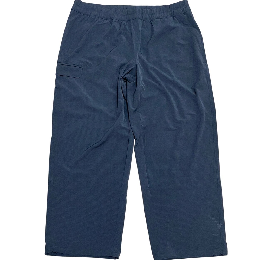 Athleta XL Black Lightweight Pull On Cargo Pants Athletic Wide Leg‎ Drawstring